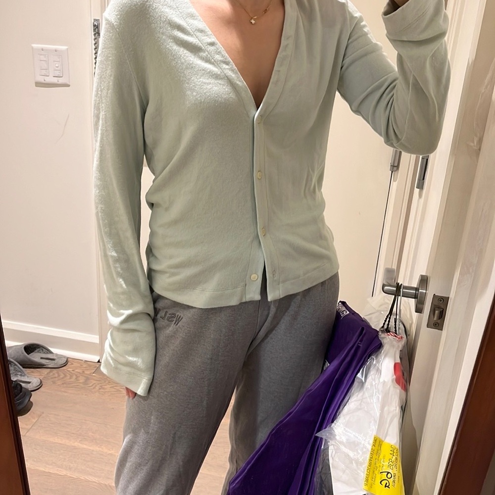 Light Green Button-Up Cardigan